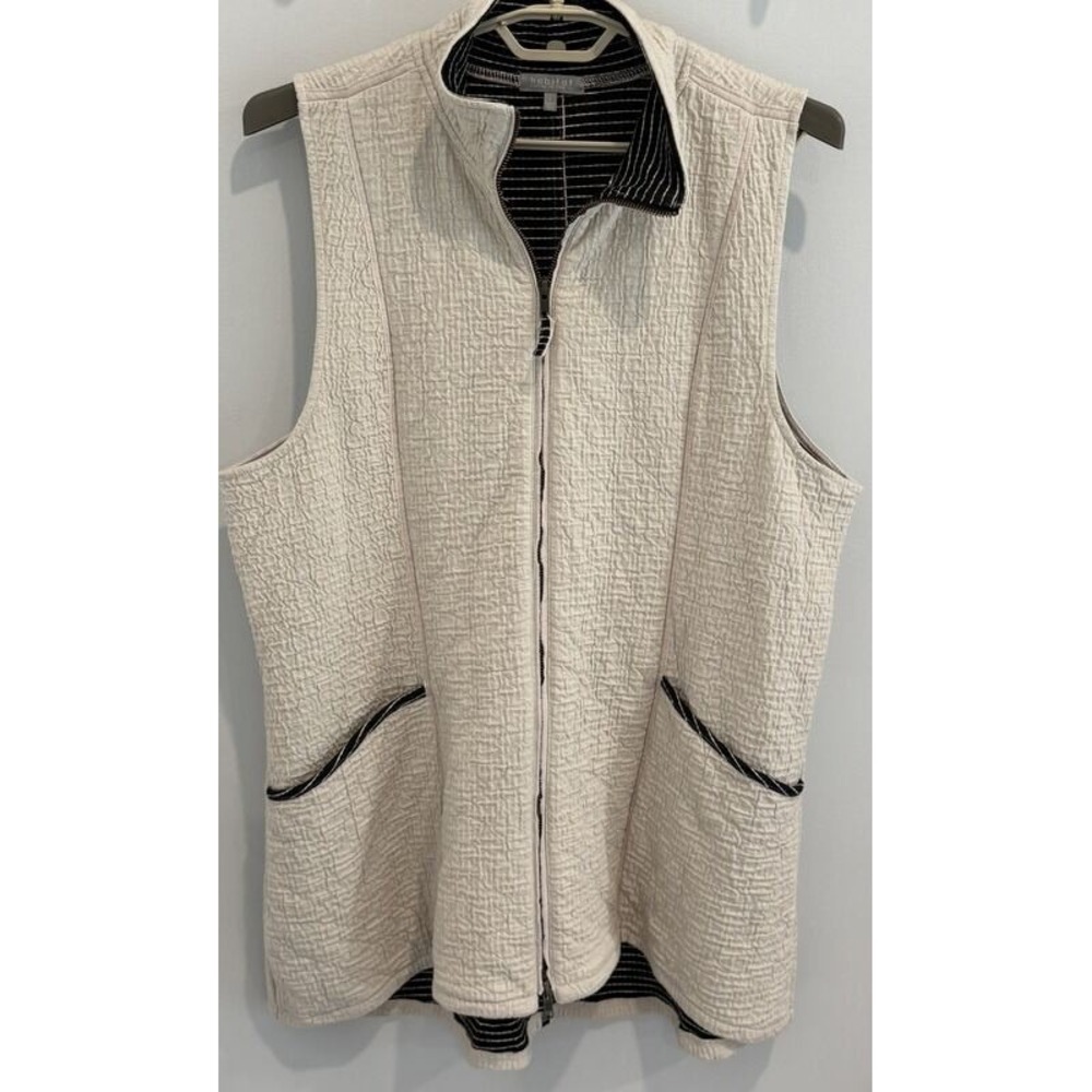 Habitat Clothes‎ to Live In Long Full Zip Textured Vest Tan Black Size L